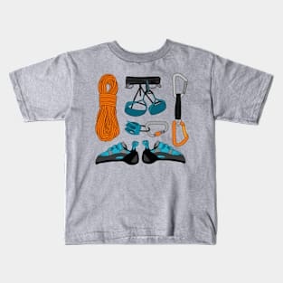 Rock Climbing Gear Layout Kids T-Shirt